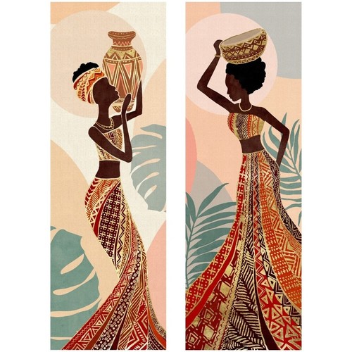 Dom Obrazy Signes Grimalt Afrykańska Kobieta Maluje 2 Jednostki Czarny
