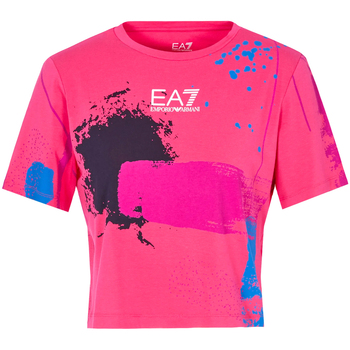 tekstylia Damskie T-shirty i Koszulki polo Ea7 Emporio Armani 3LTT24 TJDZZ Różowy