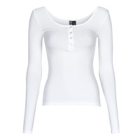 tekstylia Damskie T-shirty z długim rękawem Pieces PCKITTE LS TOP Biały