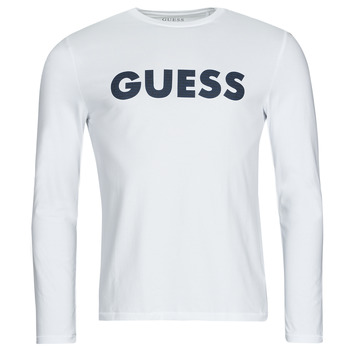tekstylia Męskie T-shirty z długim rękawem Guess LABYRINTH CN LS Biały