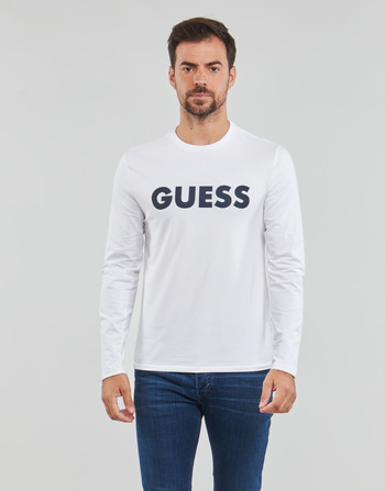 tekstylia Męskie T-shirty z długim rękawem Guess LABYRINTH CN LS Biały