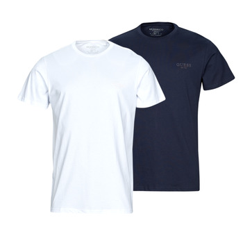 tekstylia Męskie T-shirty z krótkim rękawem Guess STILLMAN CN SS X2 Marine / Biały