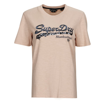 tekstylia Damskie T-shirty z krótkim rękawem Superdry VINTAGE LOGO BOROUGH TEE Różowy / Dust