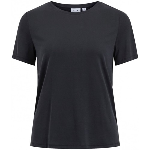 tekstylia Damskie Bluzy Vila Modala O Neck T-Shirt - Black Czarny