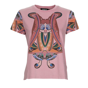 tekstylia Damskie T-shirty z krótkim rękawem Desigual FLOWER Różowy