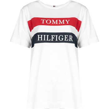 tekstylia Damskie T-shirty z krótkim rękawem Tommy Hilfiger WW0WW25917 Biały