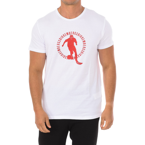 tekstylia Męskie T-shirty z krótkim rękawem Bikkembergs BKK1MTS02-WHITE Biały
