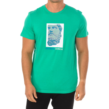 tekstylia Męskie T-shirty z krótkim rękawem Bikkembergs BKK1MTS03-GREEN Zielony