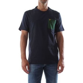 tekstylia Męskie T-shirty i Koszulki polo Lyle & Scott TS831V CONTRAST PKT TEE-DARK NAVY/ENGLISH GREEN Niebieski