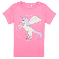 tekstylia Dziewczynka T-shirty z krótkim rękawem Name it NMFBRIGITA SS TOP Różowy