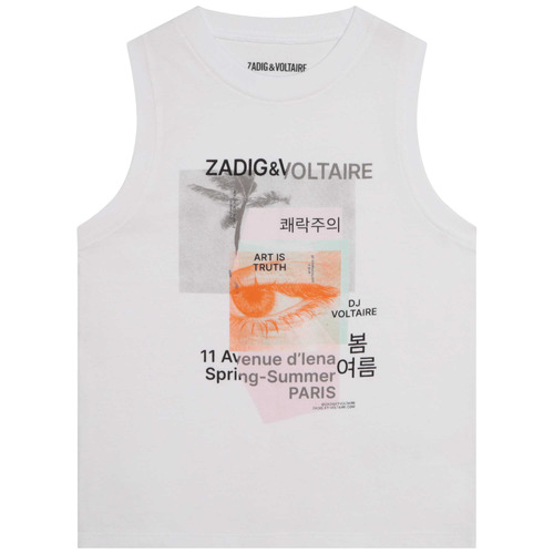 tekstylia Dziewczynka Topy na ramiączkach / T-shirty bez rękawów Zadig & Voltaire X15378-10P-J Biały