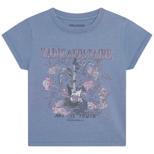 tekstylia Dziewczynka T-shirty z krótkim rękawem Zadig & Voltaire X15383-844-C Niebieski