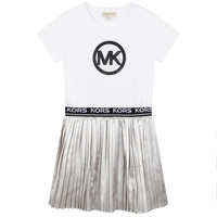 tekstylia Dziewczynka Sukienki krótkie MICHAEL Michael Kors  Biały / Argenté