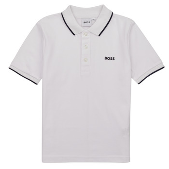 tekstylia Chłopiec Koszulki polo z krótkim rękawem BOSS J25P26-10P-C Biały