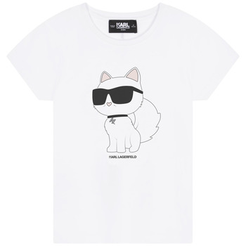 tekstylia Dziewczynka T-shirty z krótkim rękawem Karl Lagerfeld  Biały