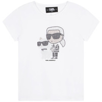 tekstylia Dziewczynka T-shirty z krótkim rękawem Karl Lagerfeld Z15420-10P-B Biały