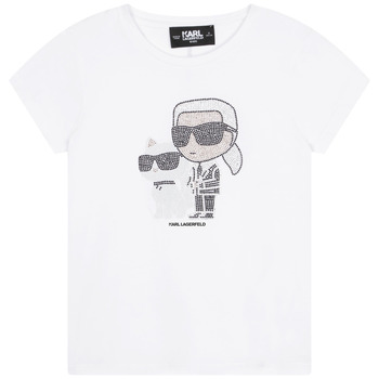 tekstylia Dziewczynka T-shirty z krótkim rękawem Karl Lagerfeld Z15420-10P-C Biały