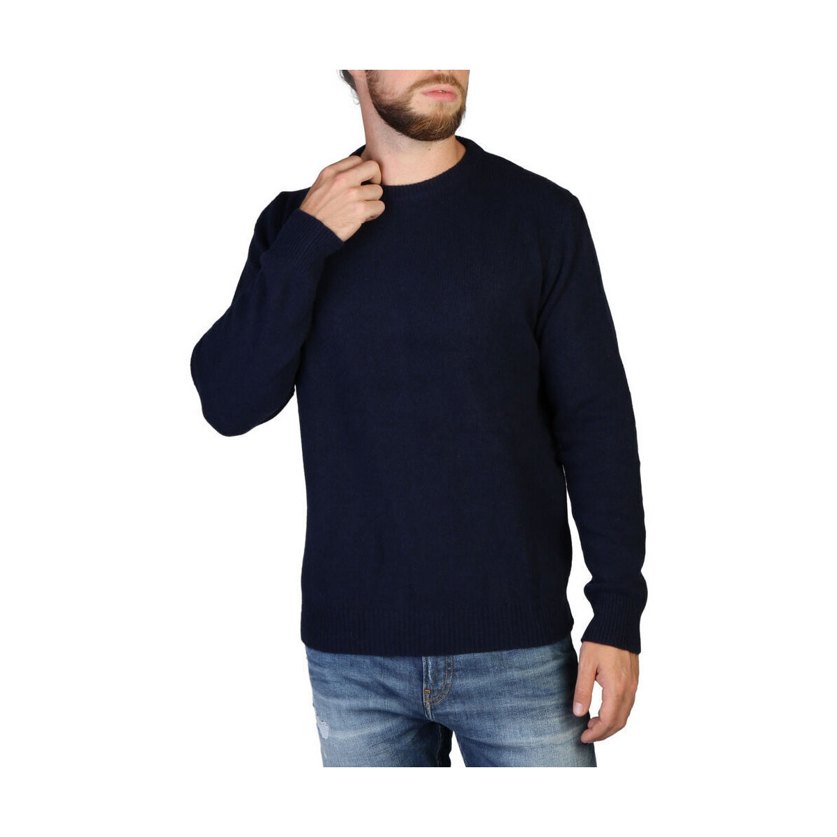 tekstylia Męskie Swetry 100% Cashmere Jersey Niebieski