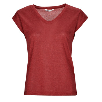 tekstylia Damskie T-shirty z krótkim rękawem Only ONLSILVERY S/S V NECK LUREX TOP Czerwony