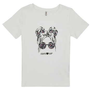 tekstylia Dziewczynka T-shirty z krótkim rękawem Only KOGKITA-REG-S/S-AMOUR-TOP-JRS Beżowy