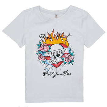 tekstylia Dziewczynka T-shirty z krótkim rękawem Only KOGALICE-REG-S/S-BURNING-TOP-BOX-JRS Biały