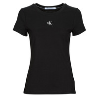 tekstylia Damskie T-shirty z krótkim rękawem Calvin Klein Jeans MICRO MONO LOGO SLIM Czarny