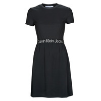 tekstylia Damskie Sukienki krótkie Calvin Klein Jeans LOGO ELASTIC DRESS Czarny