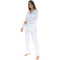 tekstylia Damskie Piżama / koszula nocna Le Pyjama Français ROANNAISE Biały