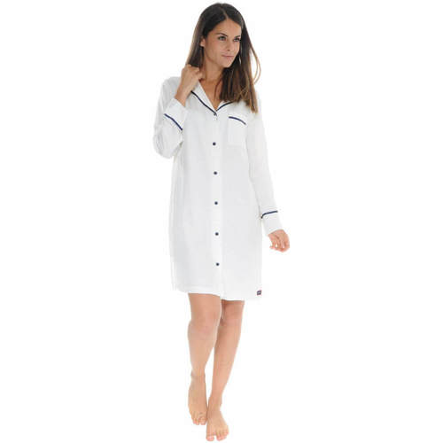 tekstylia Damskie Piżama / koszula nocna Le Pyjama Français ROANNAISE Biały