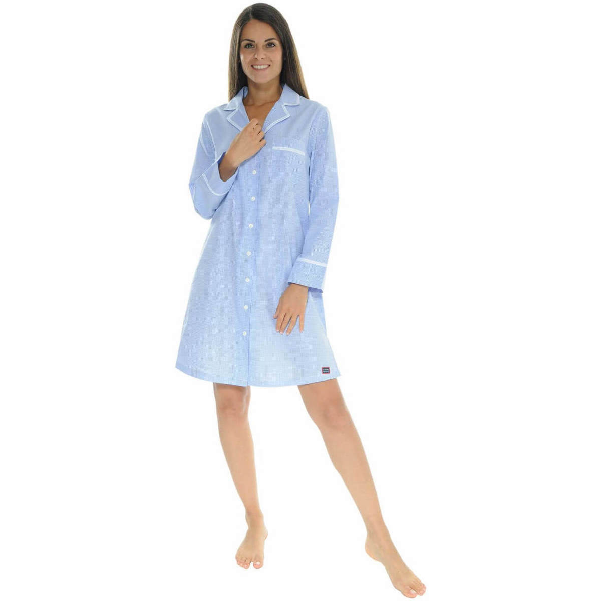 tekstylia Damskie Piżama / koszula nocna Le Pyjama Français STEPHANOISE Niebieski