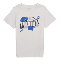 tekstylia Chłopiec T-shirty z krótkim rękawem Puma ESS COL LOGO Biały / Niebieski