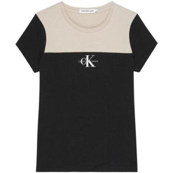 tekstylia Dziewczynka T-shirty z krótkim rękawem Calvin Klein Jeans  Czarny