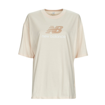 tekstylia Damskie T-shirty z krótkim rękawem New Balance Essentials Stacked Logo T-Shirt Beżowy