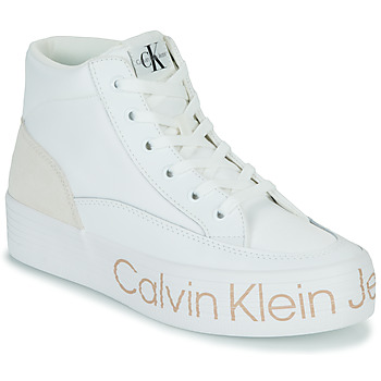 Buty Damskie Trampki wysokie Calvin Klein Jeans VULC FLATF MID WRAP AROUND LOGO Biały