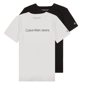 tekstylia Chłopiec T-shirty z krótkim rękawem Calvin Klein Jeans CKJ LOGO 2-PACK T-SHIRT X2 Czarny / Biały