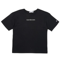 tekstylia Dziewczynka T-shirty z krótkim rękawem Calvin Klein Jeans CKJ LOGO BOXY T-SHIRT Czarny