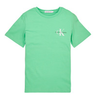 tekstylia Chłopiec T-shirty z krótkim rękawem Calvin Klein Jeans CHEST MONOGRAM TOP Zielony
