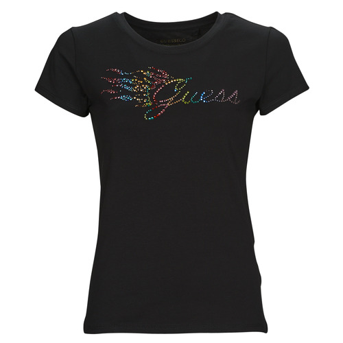 tekstylia Damskie T-shirty z krótkim rękawem Guess SS GUESS FLAME LOGO R4 Czarny