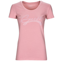 tekstylia Damskie T-shirty z krótkim rękawem Guess SS RN ADELINA TEE Różowy