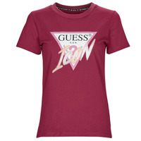 tekstylia Damskie T-shirty z krótkim rękawem Guess SS CN ICON TEE Bordeaux