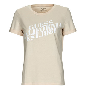 tekstylia Damskie T-shirty z krótkim rękawem Guess SS CN AURELIA TEE Beżowy