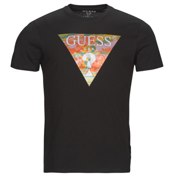 tekstylia Męskie T-shirty z krótkim rękawem Guess SS BSC ABSTRACT TRI LOGO TEE Czarny