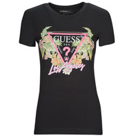 tekstylia Damskie T-shirty z krótkim rękawem Guess SS CN TRIANGLE FLOWERS TEE Czarny