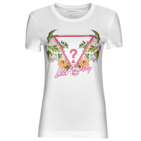 tekstylia Damskie T-shirty z krótkim rękawem Guess SS CN TRIANGLE FLOWERS TEE Biały