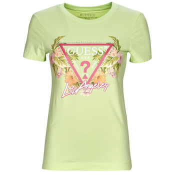 tekstylia Damskie T-shirty z krótkim rękawem Guess SS CN TRIANGLE FLOWERS TEE Zielony