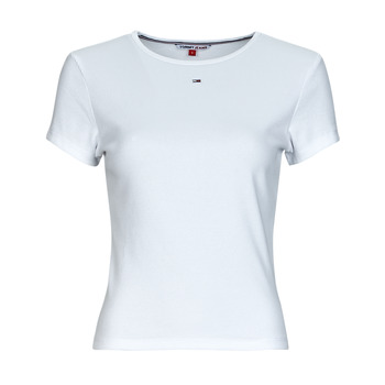 tekstylia Damskie T-shirty z krótkim rękawem Tommy Jeans TJW BBY ESSENTIAL RIB SS Biały