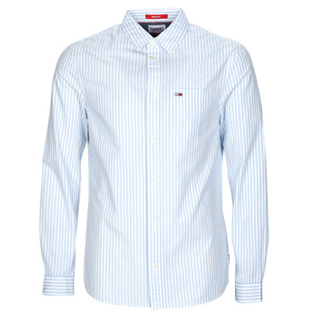 tekstylia Męskie Koszule z długim rękawem Tommy Jeans TJM ESSENTIAL STRIPE SHIRT Biały / Niebieski