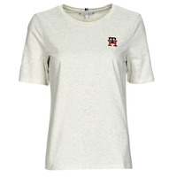 tekstylia Damskie T-shirty z krótkim rękawem Tommy Hilfiger REG MONOGRAM EMB C-NK SS Beżowy