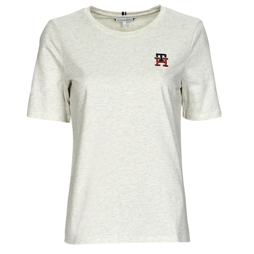 tekstylia Damskie T-shirty z krótkim rękawem Tommy Hilfiger REG MONOGRAM EMB C-NK SS Beżowy