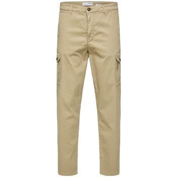 tekstylia Męskie Spodnie Selected Slim Tapered Wick 172 Cargo Pants - Chinchilla Beżowy